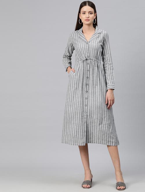grey stripes shirt dress - 20486536 -  Standard Image - 0