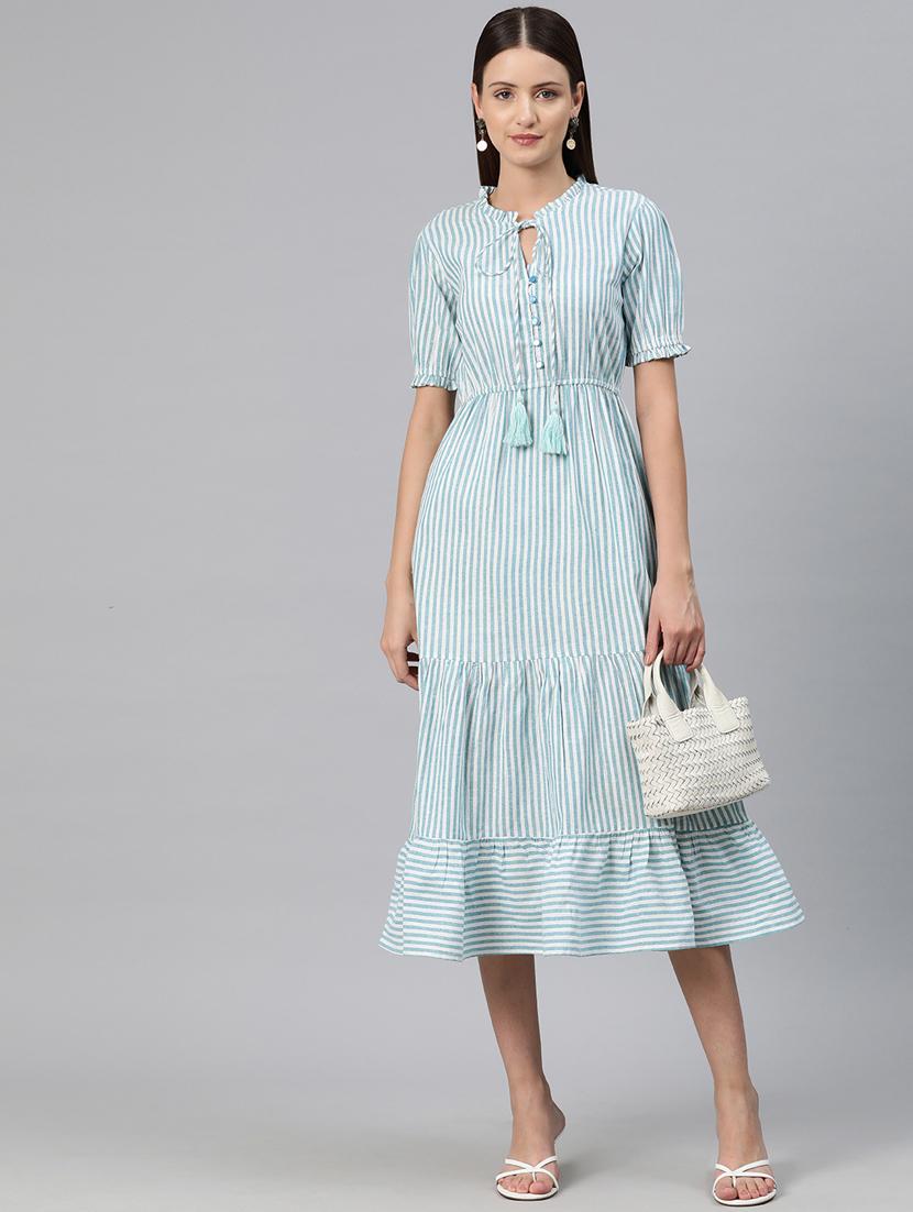 blue stripes tiered dress - 20486538 -  Zoom Image - 0