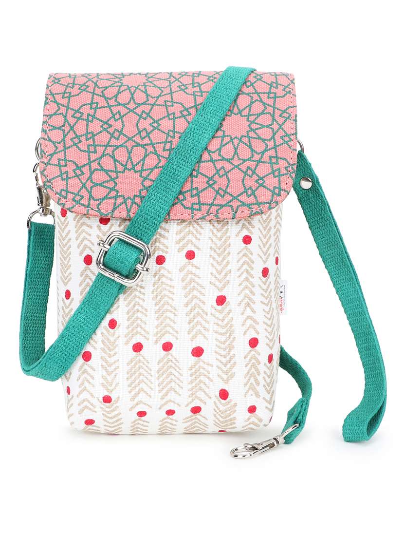 mutli color canvas printed sling bag
