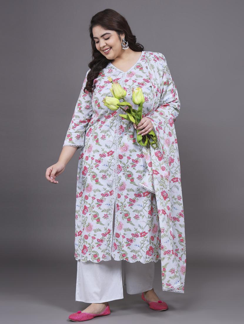 women optic white kurta palazzo set with dupatta - 20486946 - Zoom Image - 0