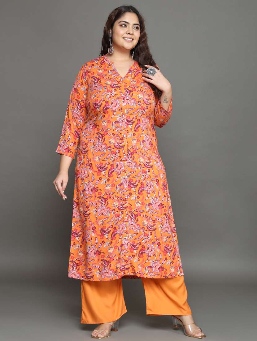 orange kurta palazzo set 