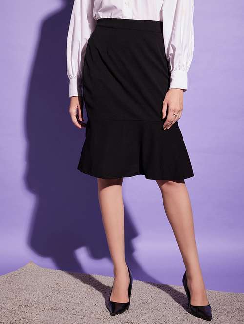 women black side slit skirt - 20487154 - Standard Image - 0