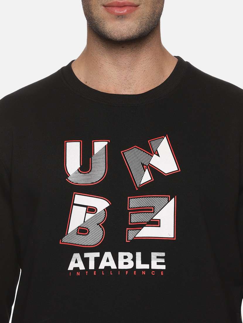 men typography print fleece sweatshirt - 20487179 - Standard Image - 4