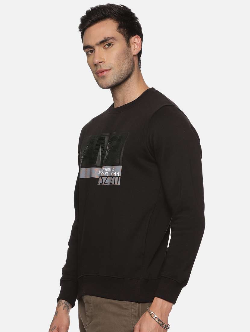 men chest print fleece sweatshirt - 20487184 -  Standard Image - 1