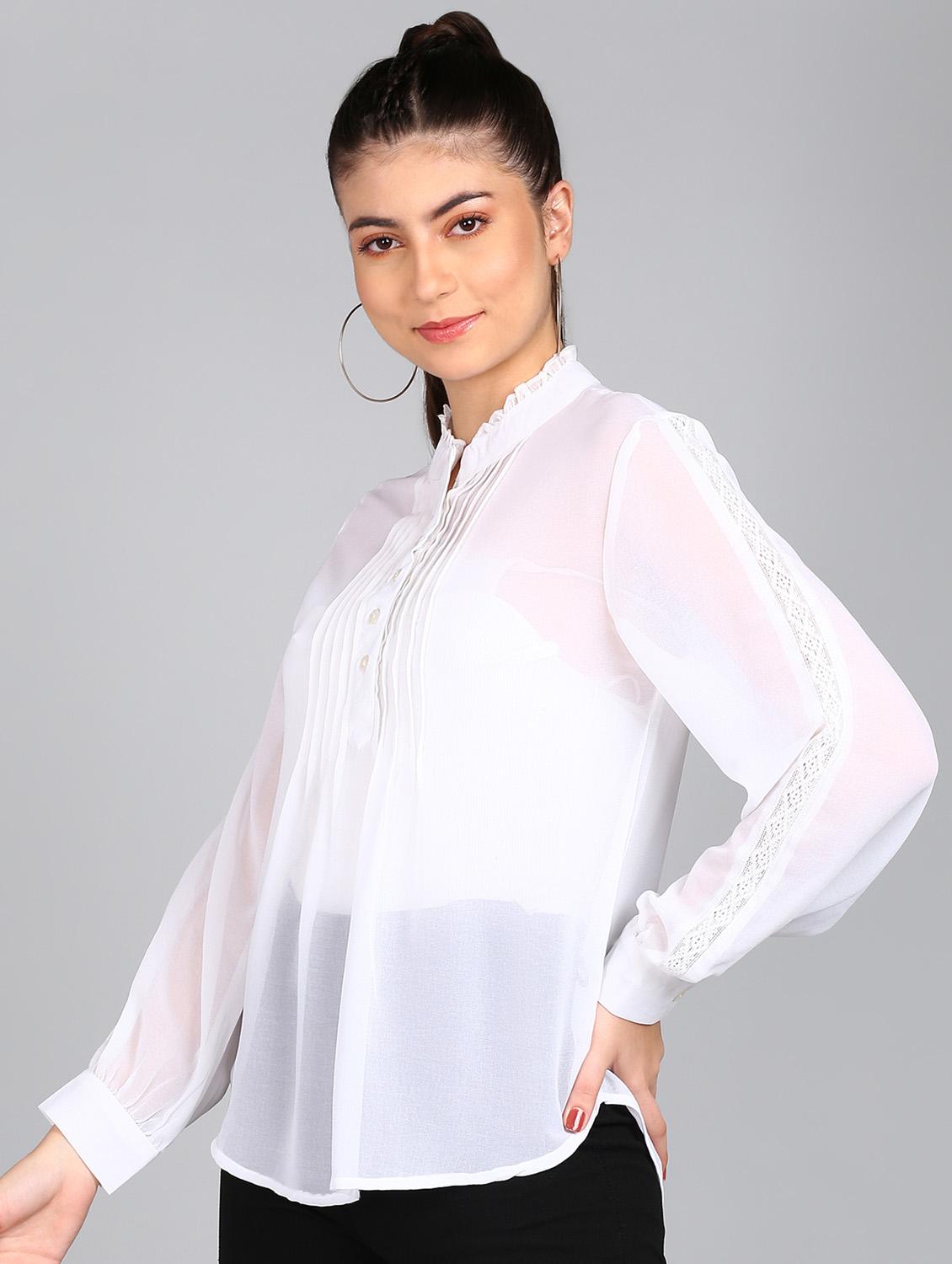 white solid a-line top - 20487208 -  Standard Image - 1