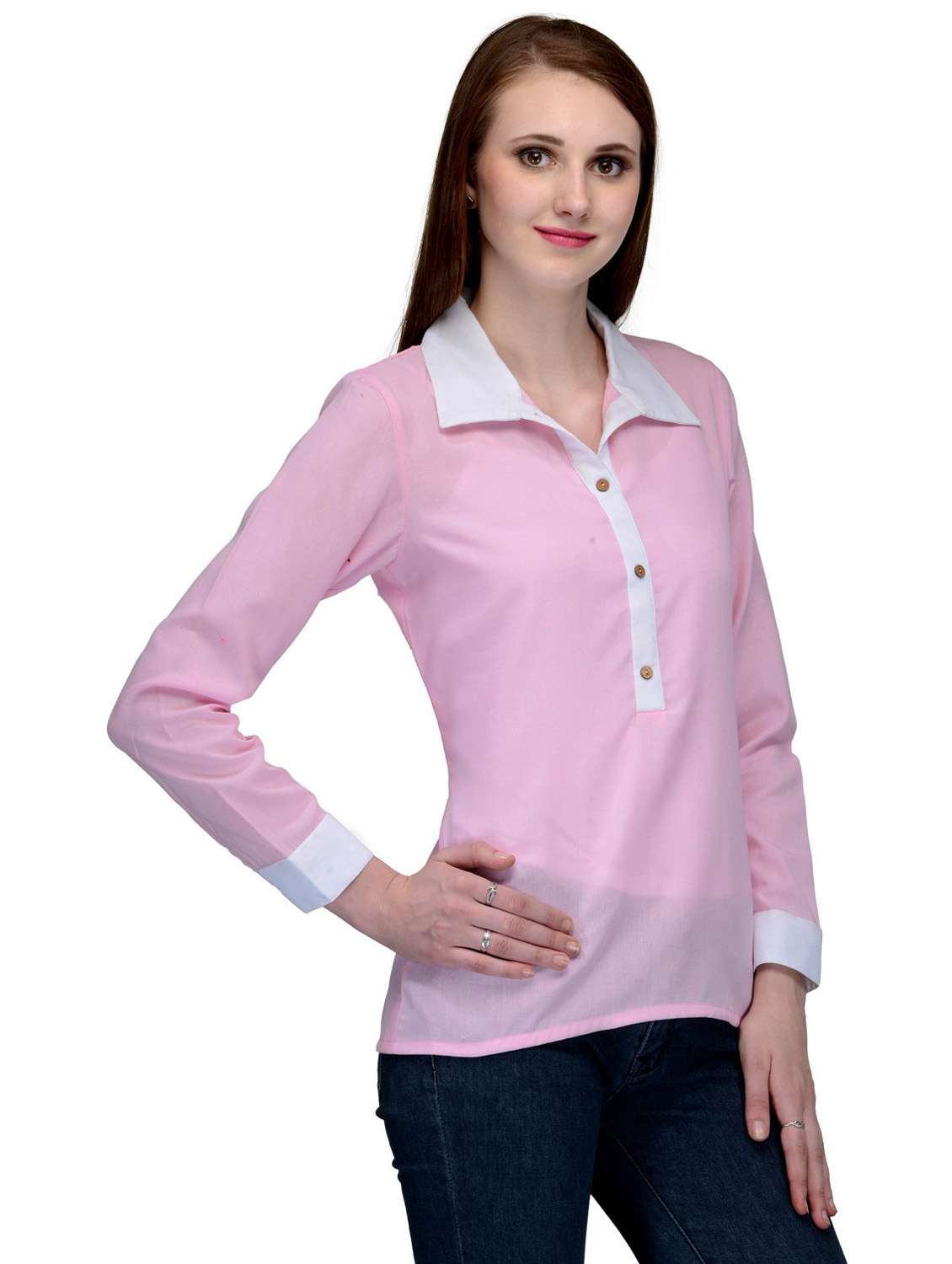 rosewater solid shirt collar regular top - 20487211 -  Standard Image - 1