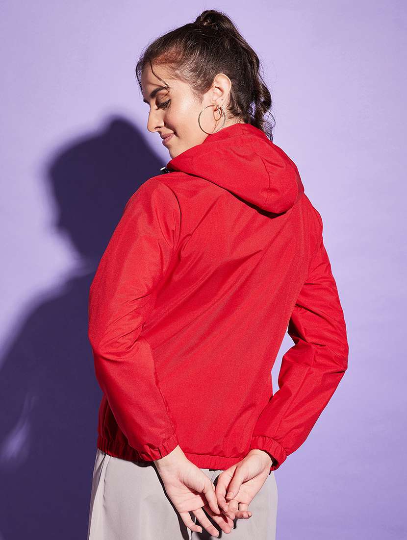 women red polyester windcheater jacket - 20487223 -  Standard Image - 4