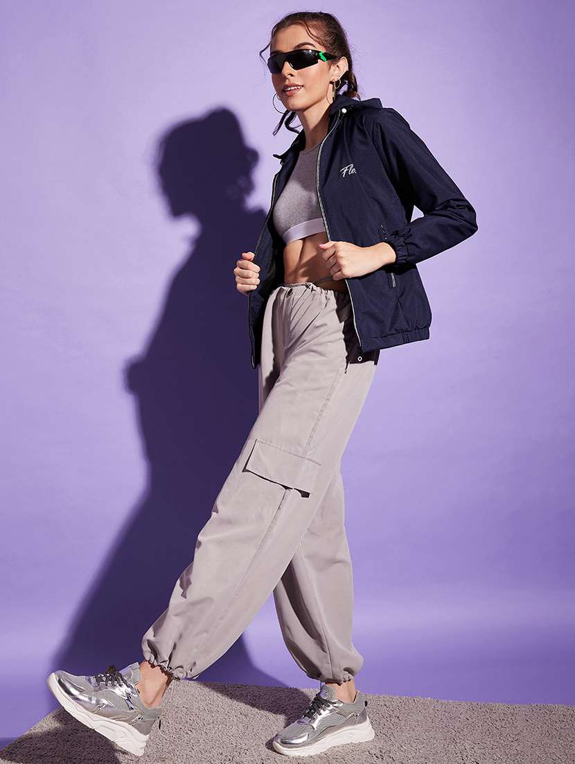 women navy blue polyester windcheater jacket - 20487225 -  Standard Image - 4