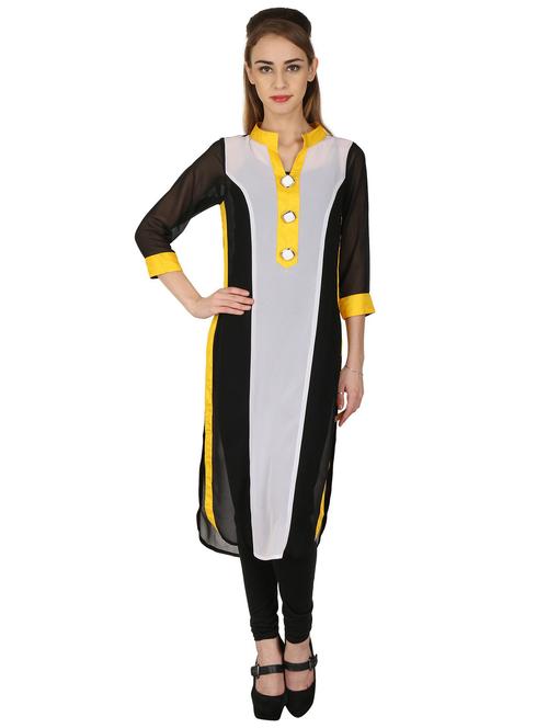 women color block straight kurta - 20487352 -  Standard Image - 0