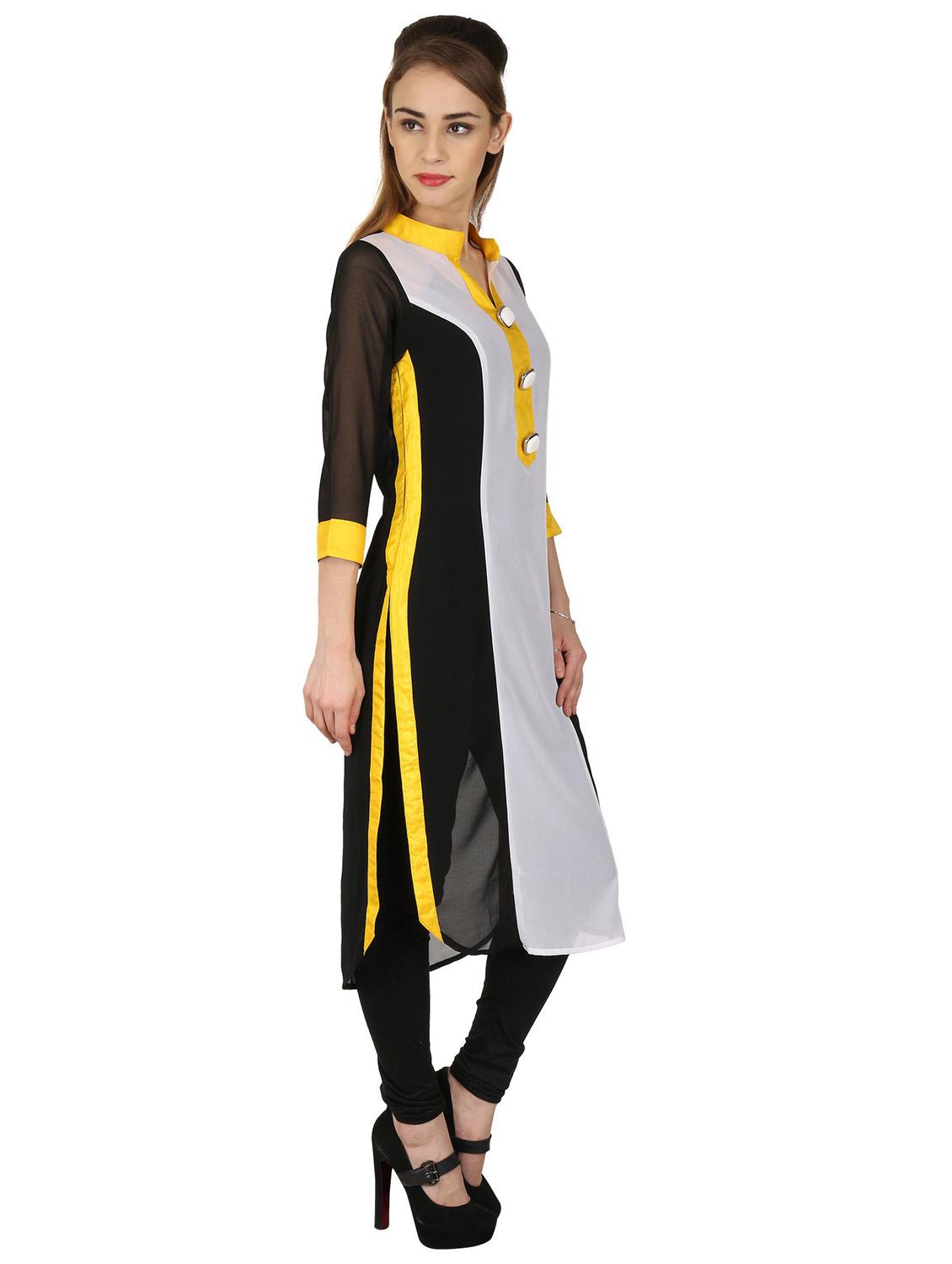 women color block straight kurta - 20487352 -  Standard Image - 1