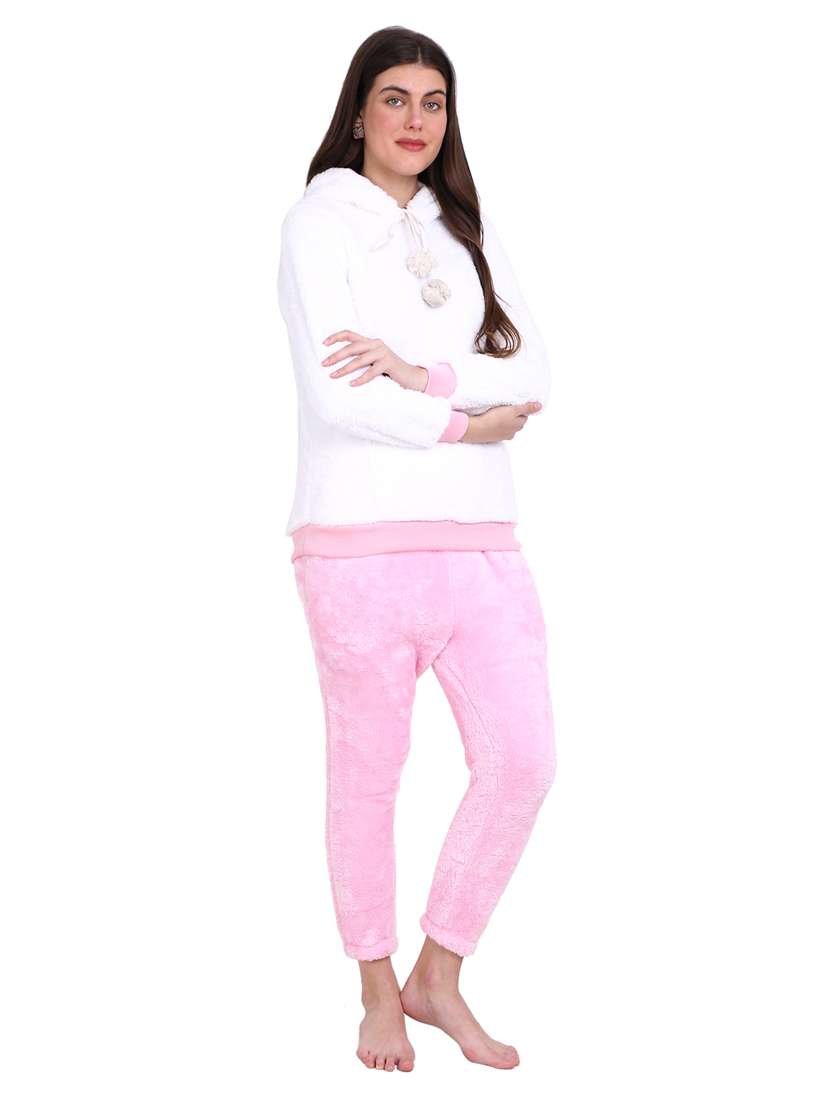 white solid hooded co-ord set - 20487533 - Standard Image - 1