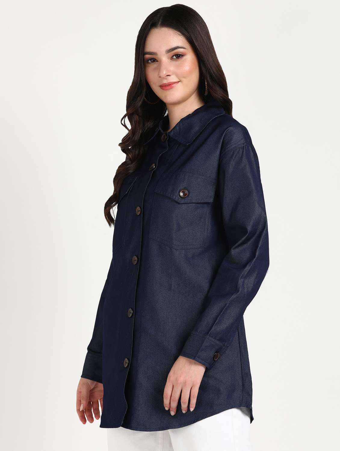 navy blue boxy shirt - 20487642 -  Standard Image - 1