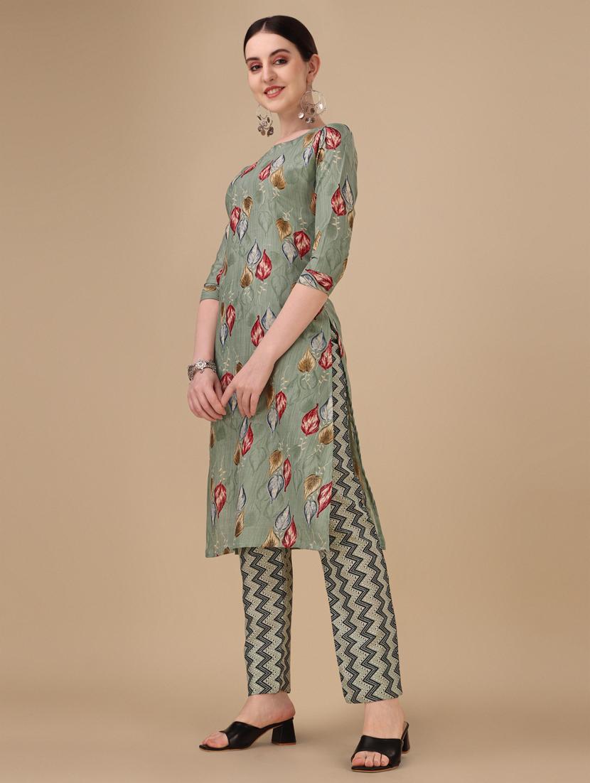 neo mint three quarter sleeve kurta pant set - 20487766 - Standard Image - 1
