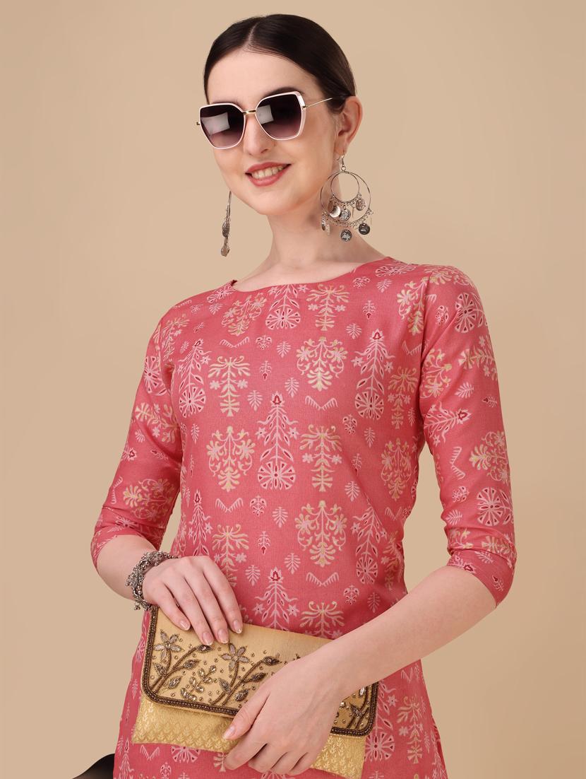 coral three quarter sleeve kurta pant set - 20487773 - Standard Image - 4