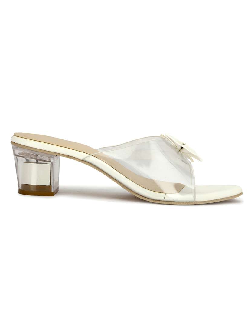 white leatherette slip on sandals - 20488153 -  Standard Image - 1
