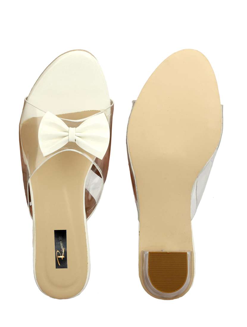 white leatherette slip on sandals - 20488153 -  Standard Image - 4