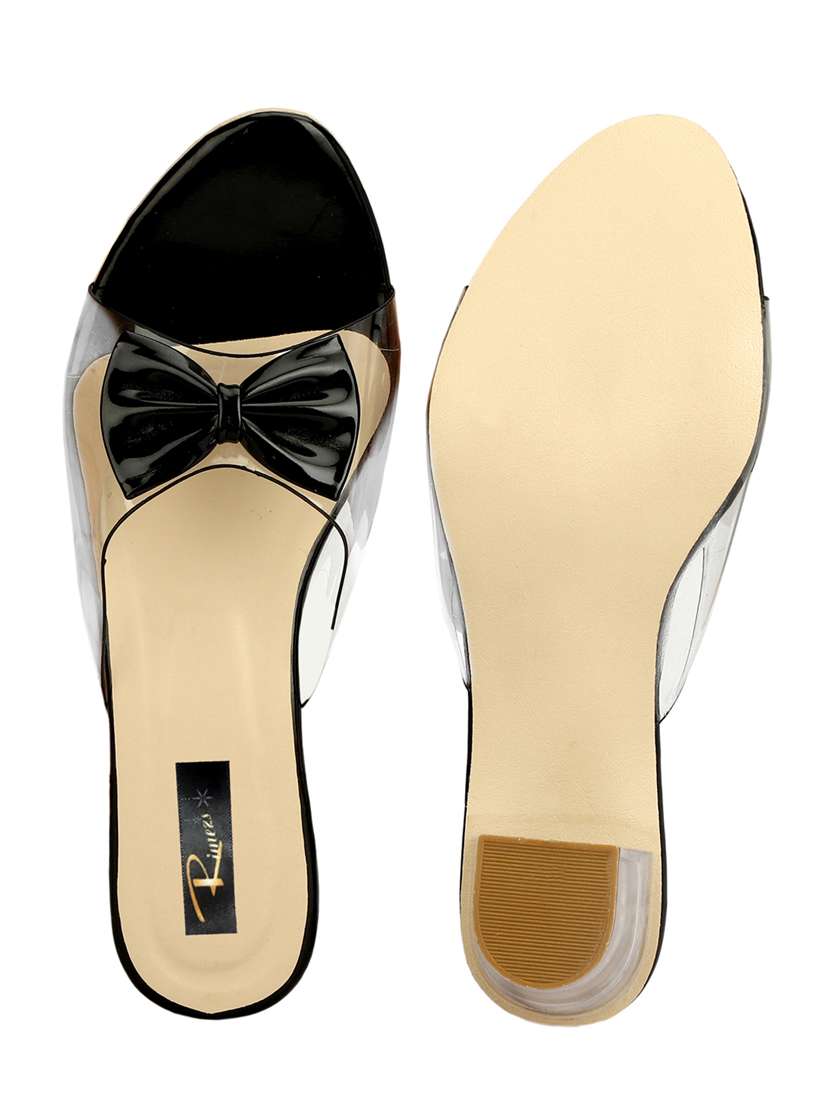 women embellished black slip on block heel sandal - 20488155 -  Standard Image - 4