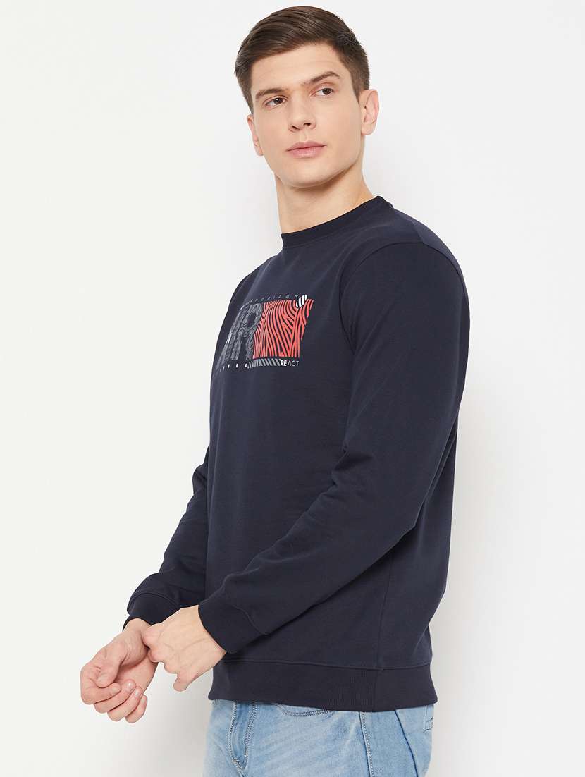 navy blue chest print regular sweatshirt - 20488528 -  Standard Image - 1