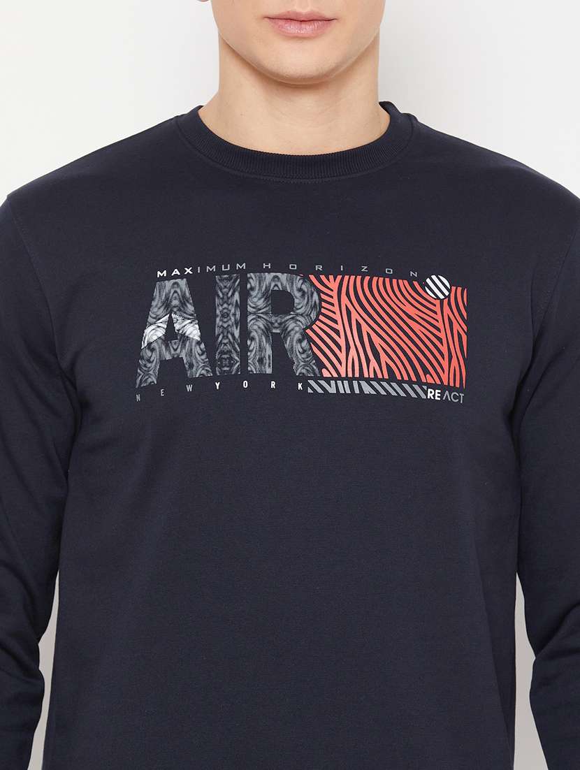 navy blue chest print regular sweatshirt - 20488528 -  Standard Image - 4