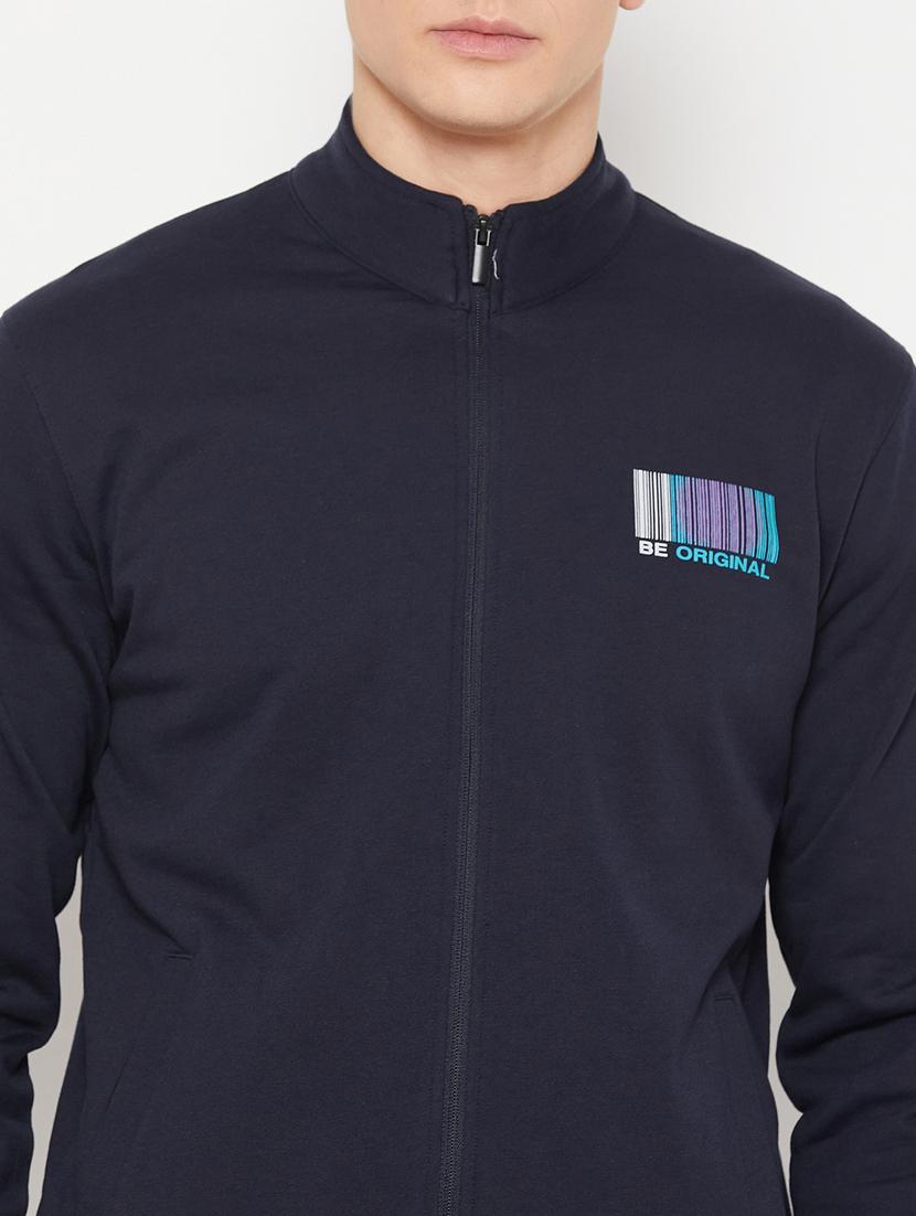 navy blue placement print regular sweatshirt - 20488540 - Standard Image - 4