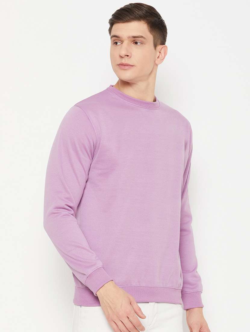 lavender solid crew neck regular sweatshirt - 20488580 - Standard Image - 1