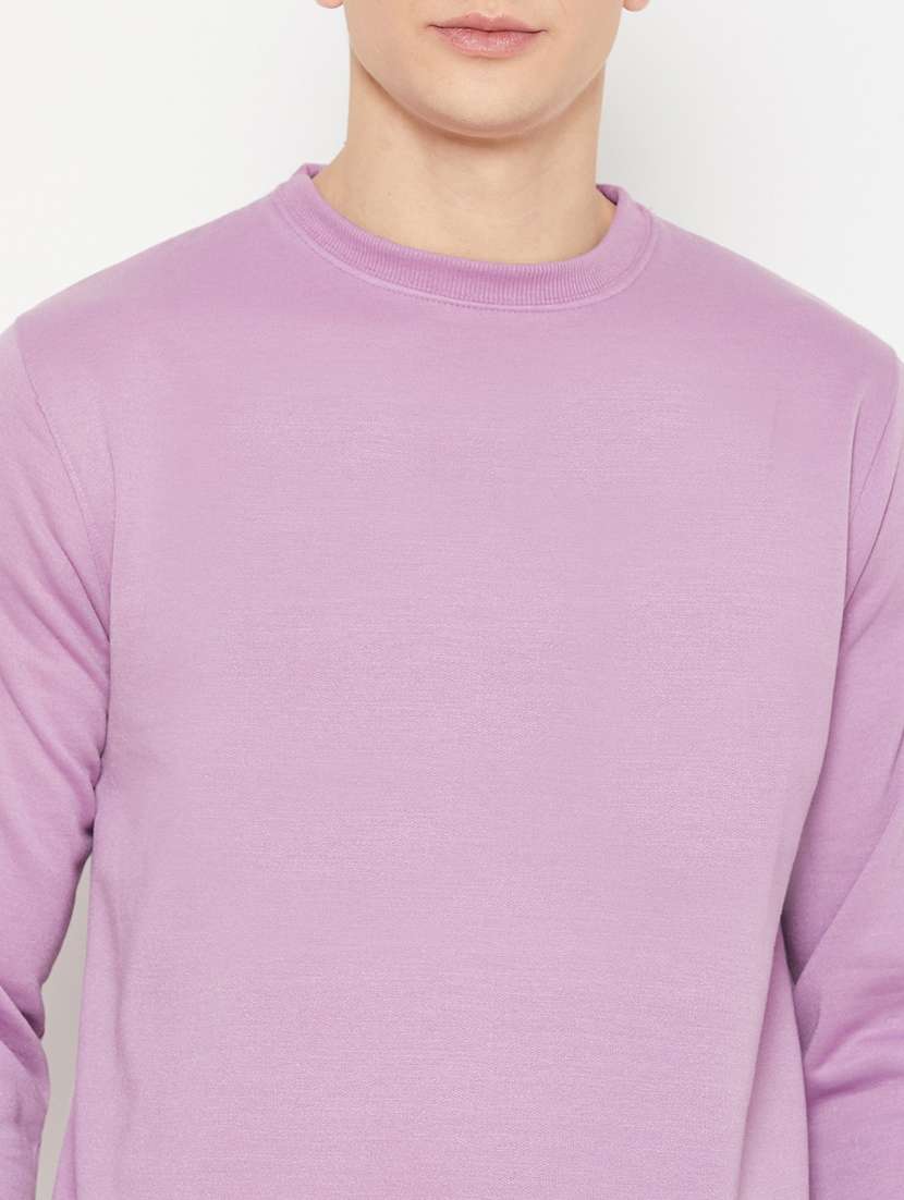 lavender solid crew neck regular sweatshirt - 20488580 - Standard Image - 4