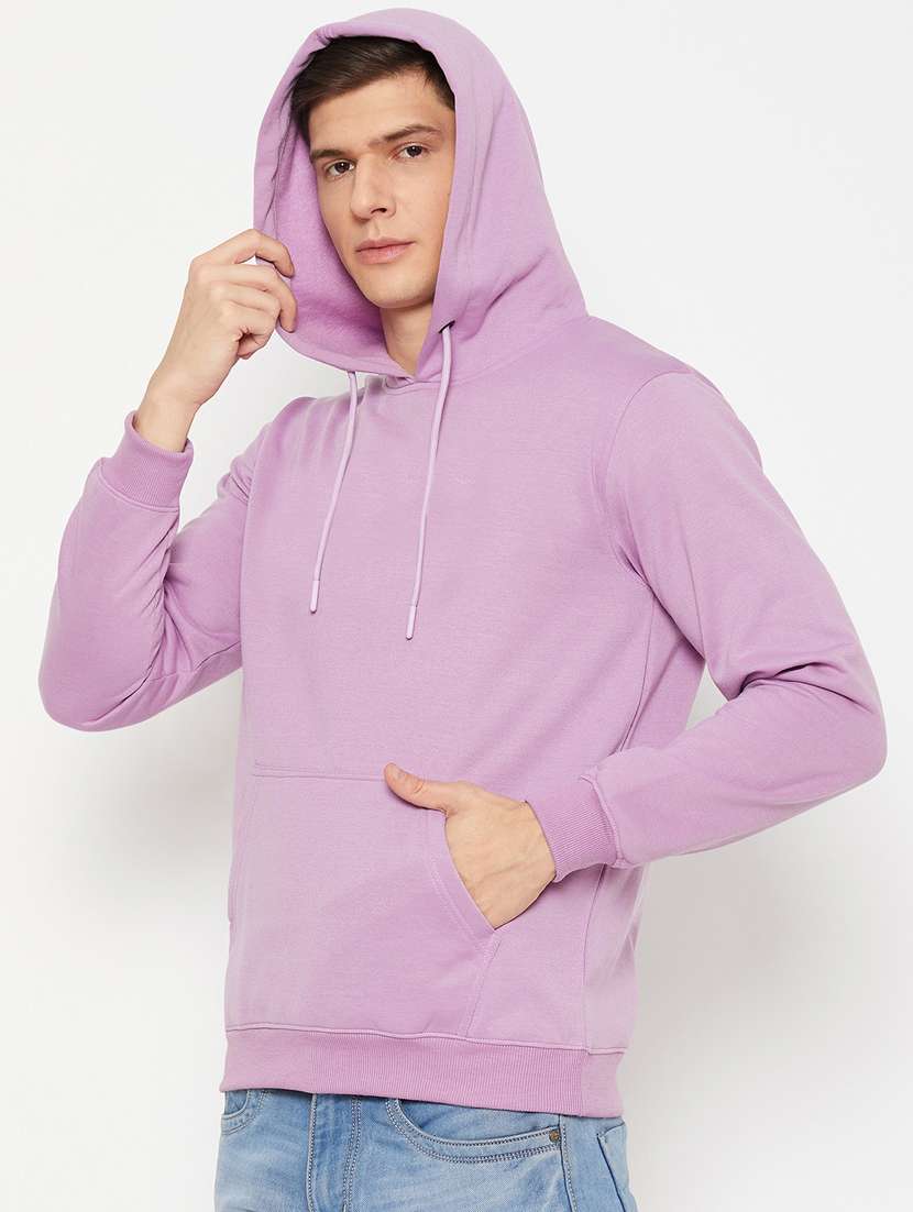 lavender solid hooded neck regular sweatshirt - 20488587 -  Standard Image - 1
