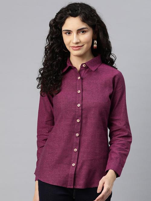 burgundy solid regular shirt - 20488600 - Standard Image - 0