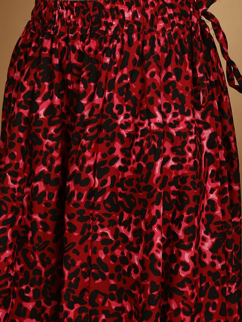 women red animal print flared palazzo - 20488603 - Standard Image - 4