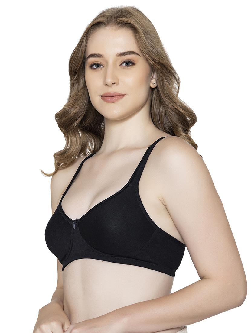 women black cotton blend regular bra - 20488708 -  Standard Image - 1