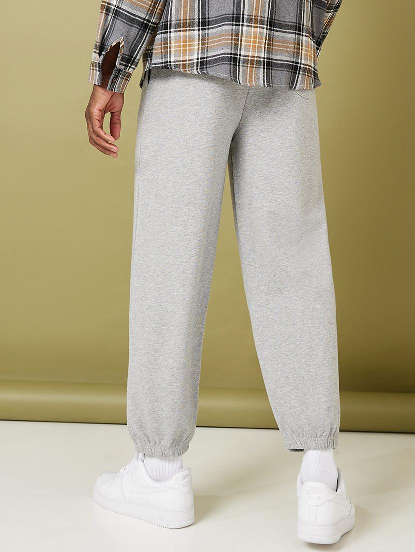 men grey solid mid rise jogger - 20488842 - Standard Image - 1