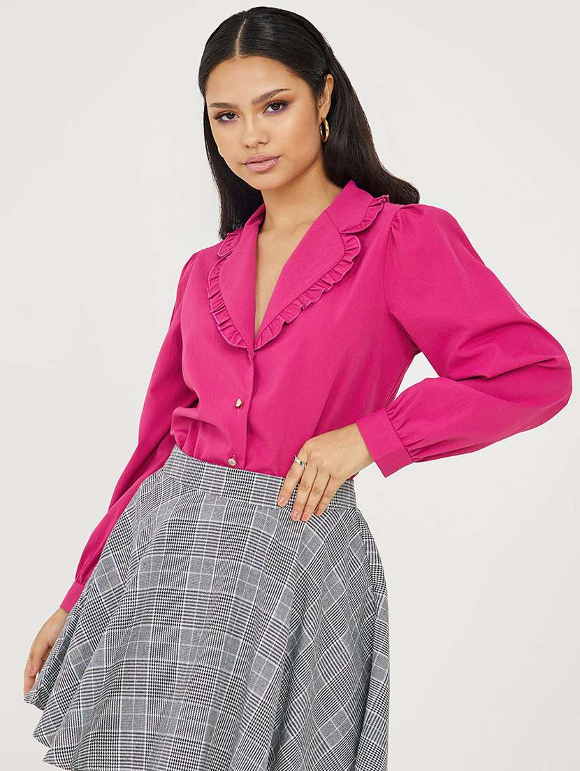 women pink solid a-line top - 20489019 -  Standard Image - 1