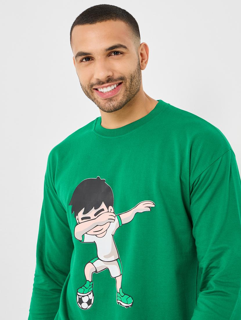 men front print long sleeves sweatshirt - 20489431 -  Standard Image - 1
