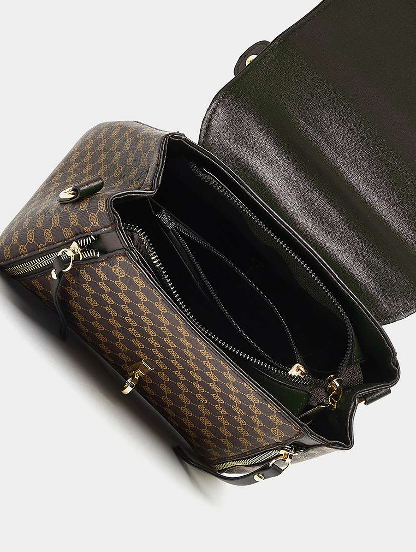 brown leatherette printed sling bag - 20489831 -  Standard Image - 1