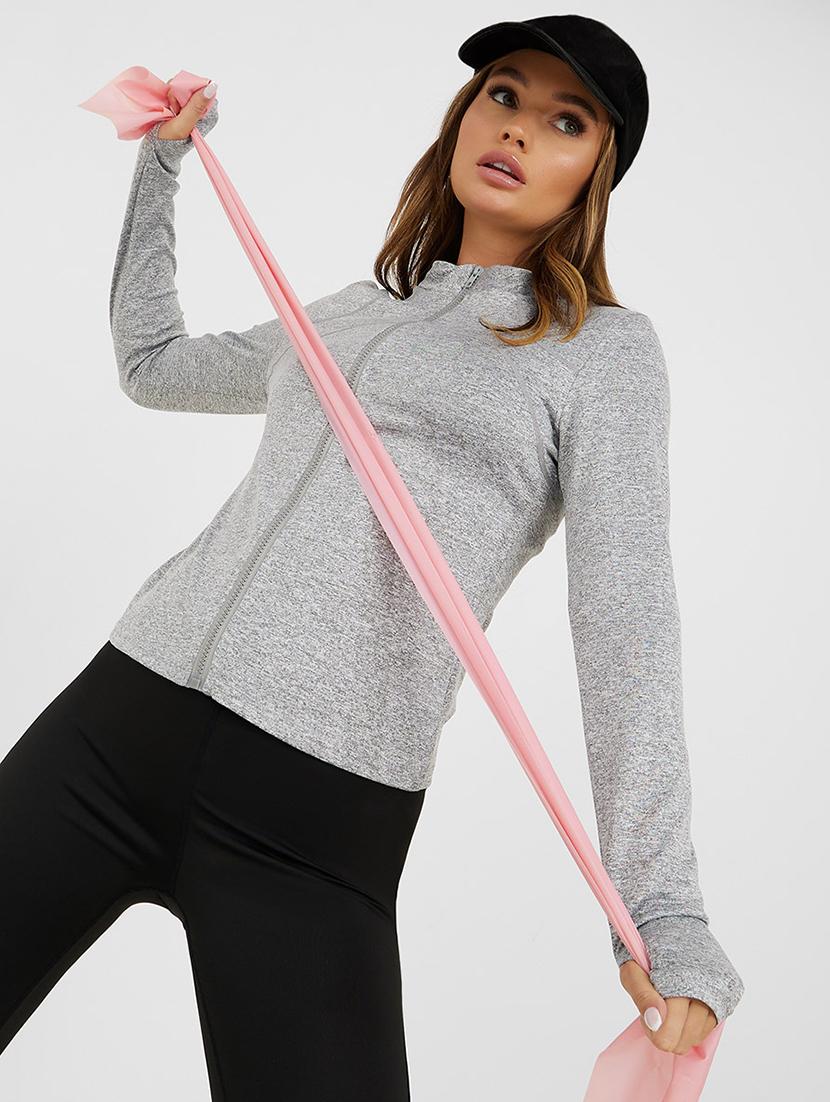women grey solid long sleeves sweatshirts - 20490553 - Standard Image - 1