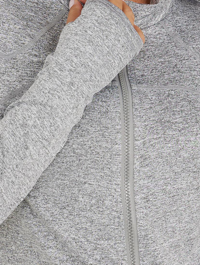 women grey solid long sleeves sweatshirts - 20490553 - Standard Image - 4