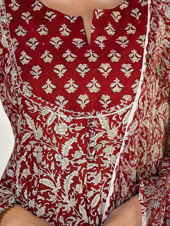 women maroon long sleeve kurta pant with dupatta set - 20490925 - Standard Image - 4