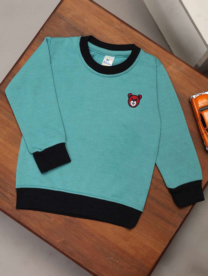 blue acrylic chest print sweatshirt