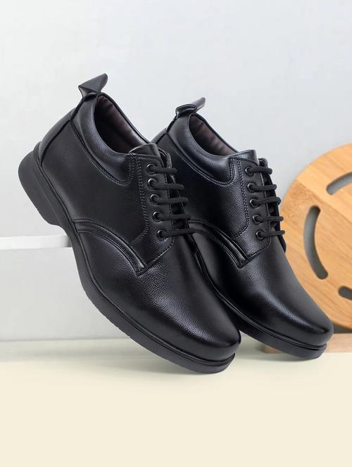 men solid black lace up casual shoe - 20490977 - Standard Image - 0