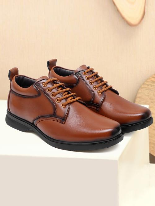 men solid tan lace up casual shoe - 20490978 - Standard Image - 0