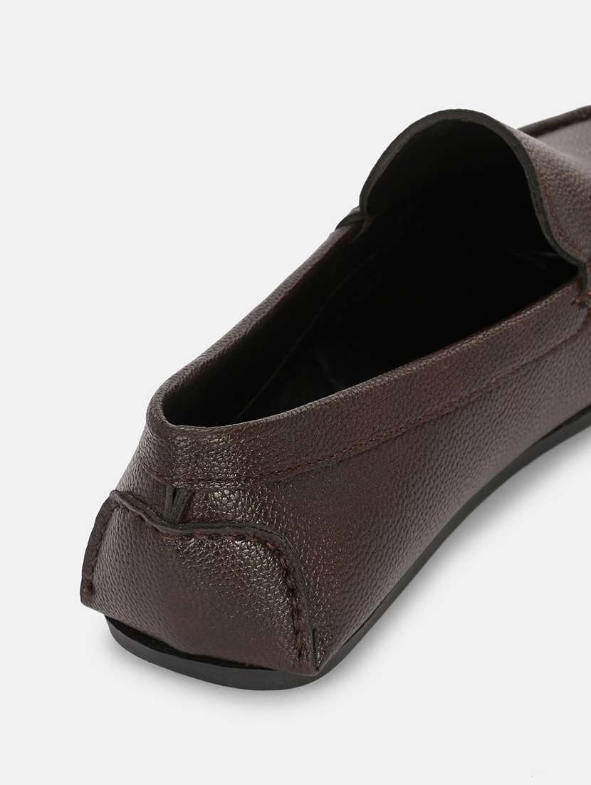 men solid coffee brown slip on moccasin - 20491657 -  Standard Image - 1