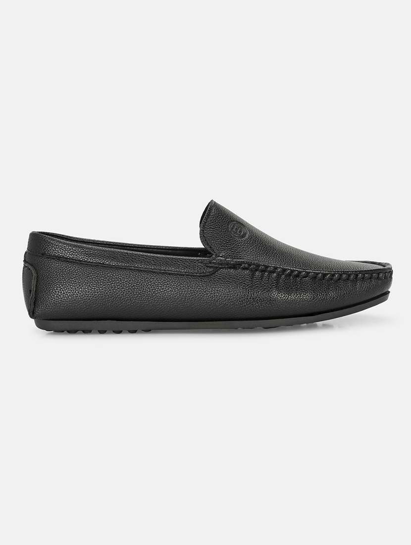 men solid black slip on moccasin - 20491658 - Standard Image - 1