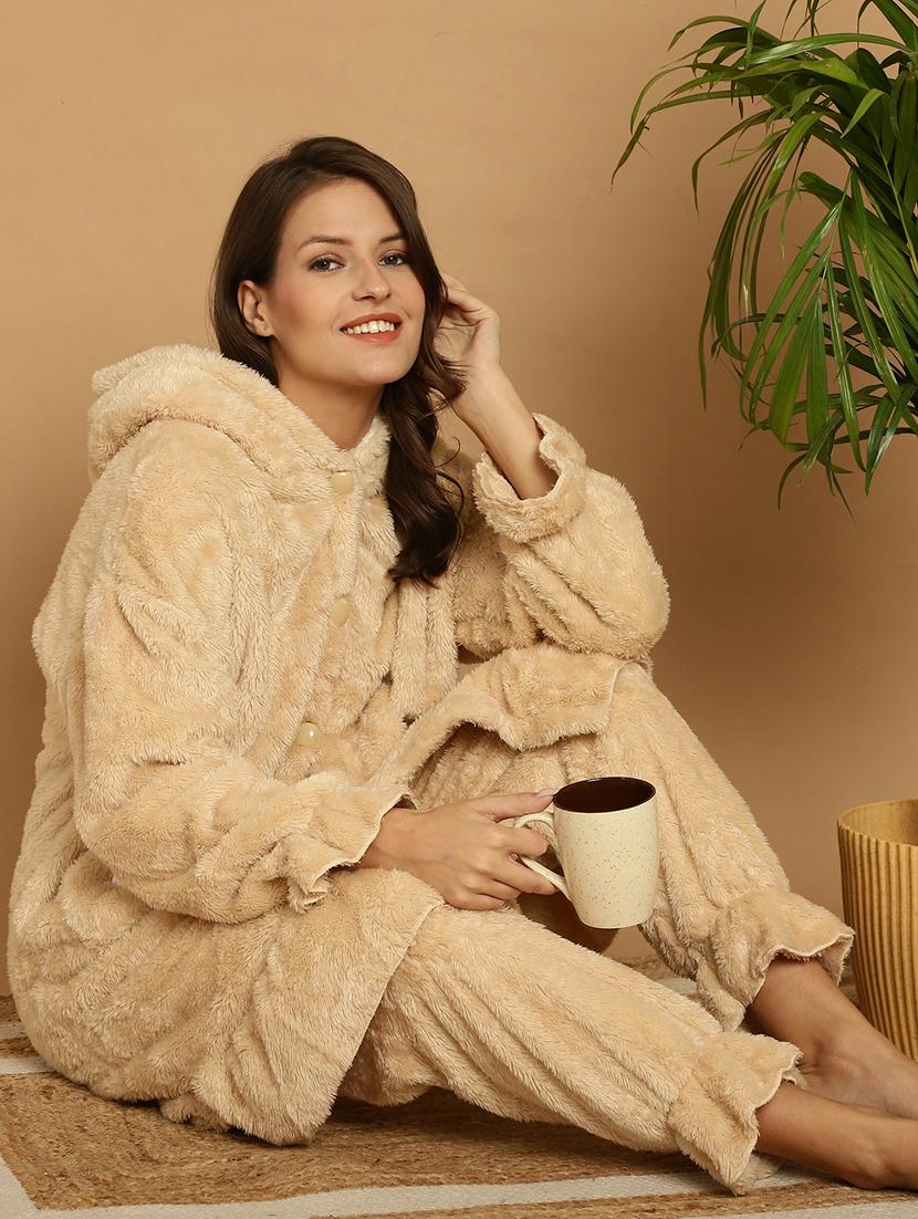 women fur long sleeve pyjama nightwear set - 20492448 - Standard Image - 4