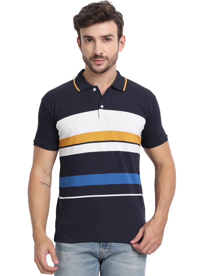 black color block polo t-shirt - 20492763 - Zoom Image - 0