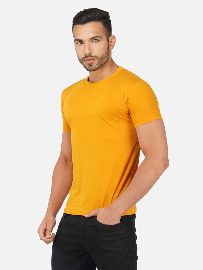 yellow solid regular t-shirt - 20492771 -  Standard Image - 1