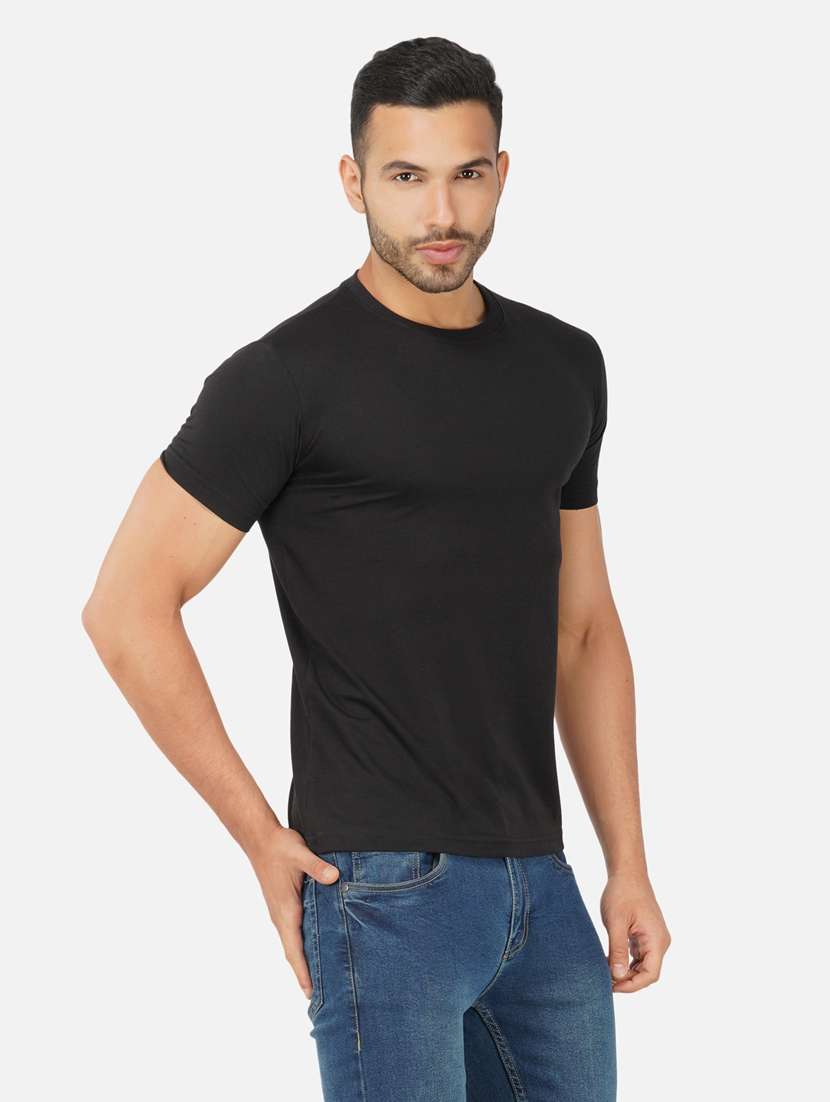 black solid regular t-shirt - 20492773 -  Standard Image - 1