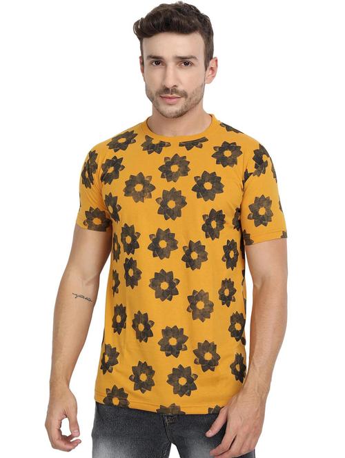 mustard floral all over print t-shirt - 20492781 - Standard Image - 0