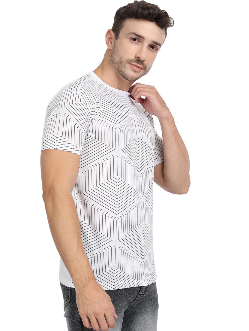 white geometric front print t-shirt - 20492784 - Standard Image - 1