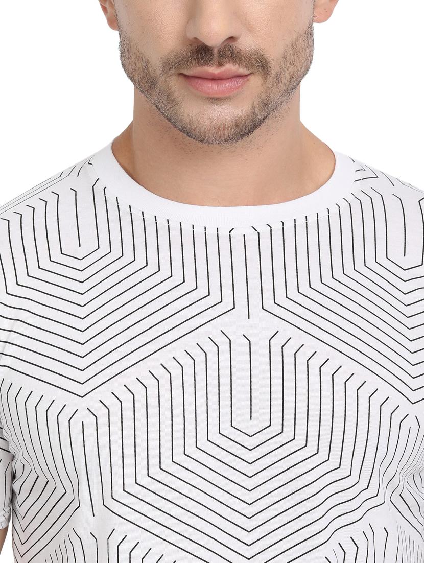 white geometric front print t-shirt - 20492784 - Standard Image - 4