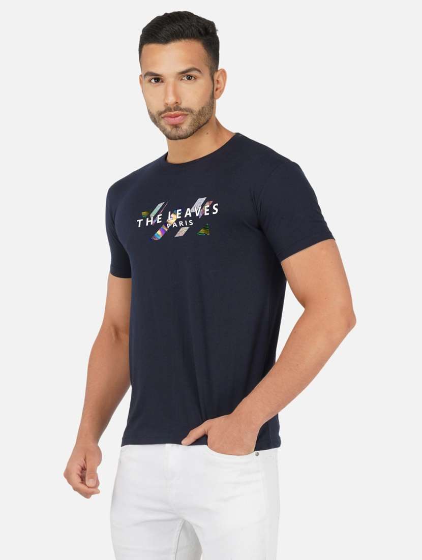 navy blue graphic print chest print t-shirt  - 20492786 -  Standard Image - 1